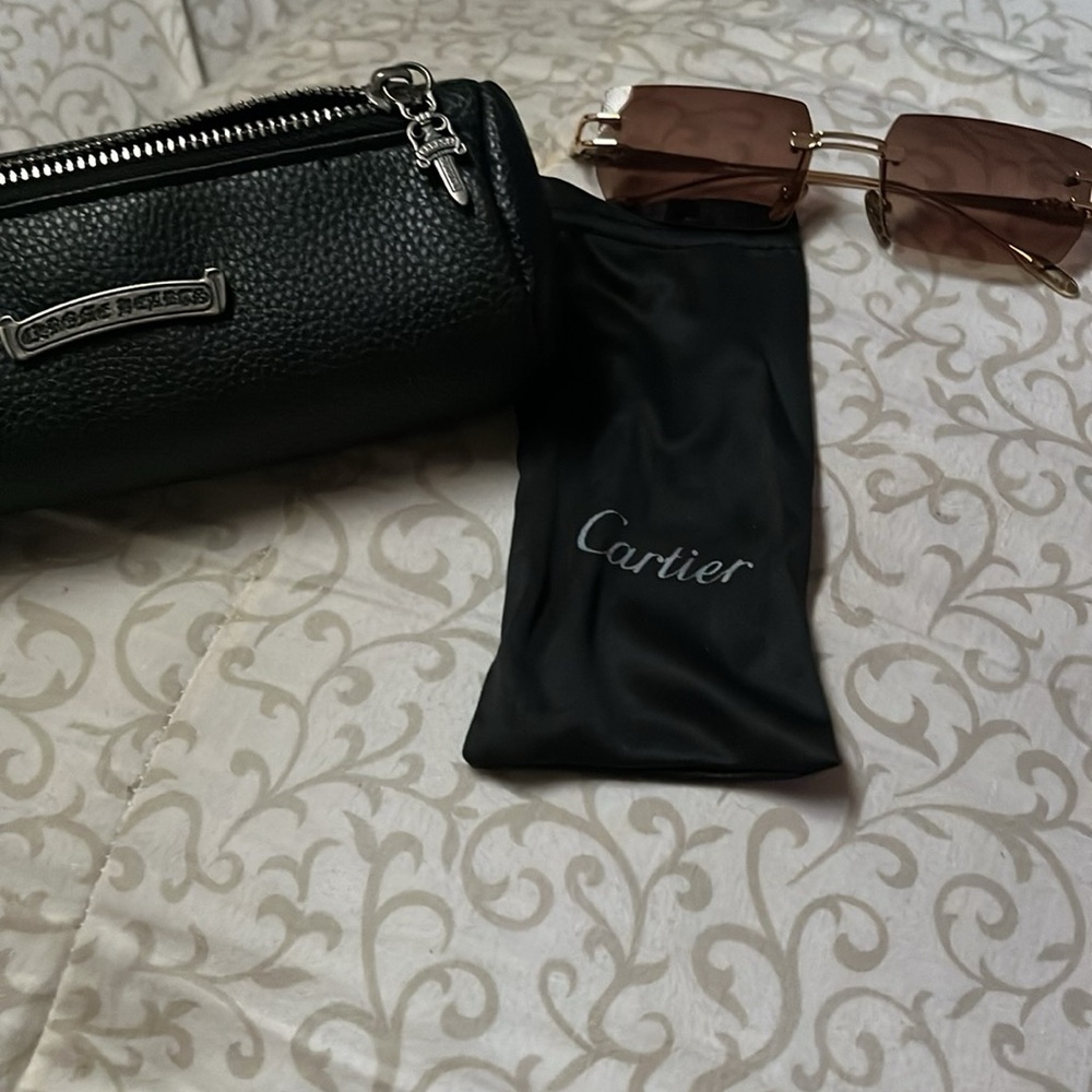 Cartier Gold and Brown Sunglasses with Black Case